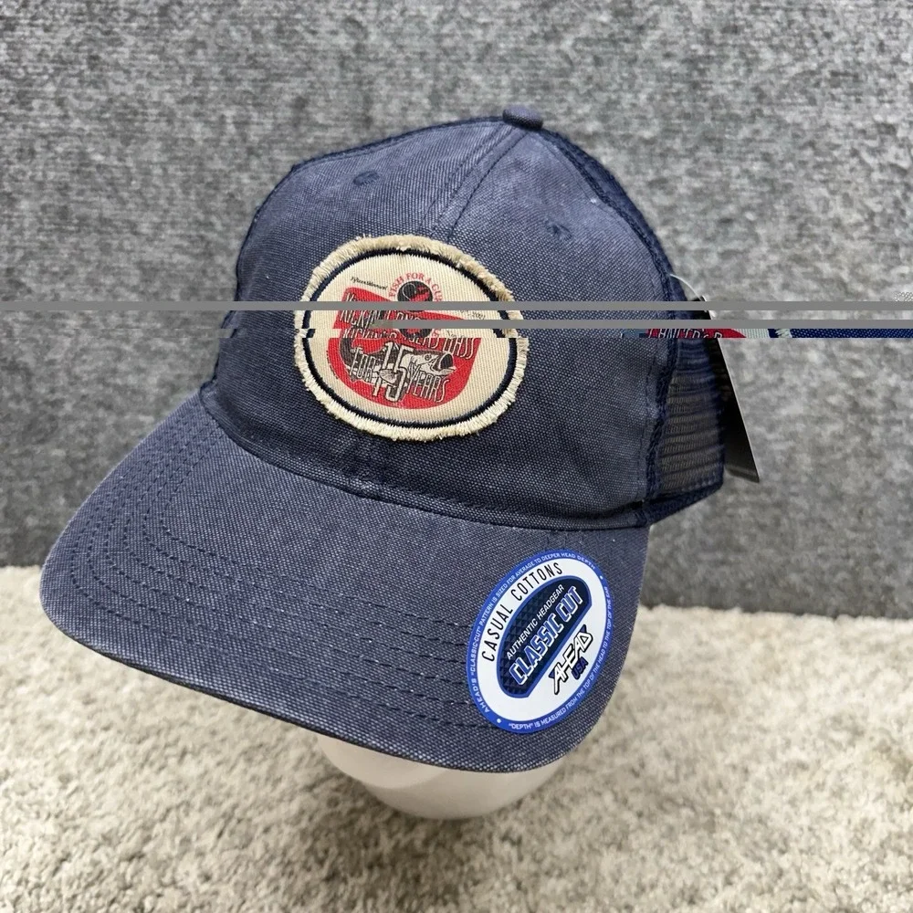 Kickin Cancer's Bass 15 Years Hat Cap Mesh Snapback Blue Fish For The Cure